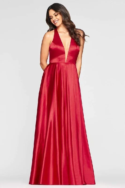 Formal Dress for Corporate AwardsFaviana - S10403 Deep V-neck Charmeuse A-line Gown