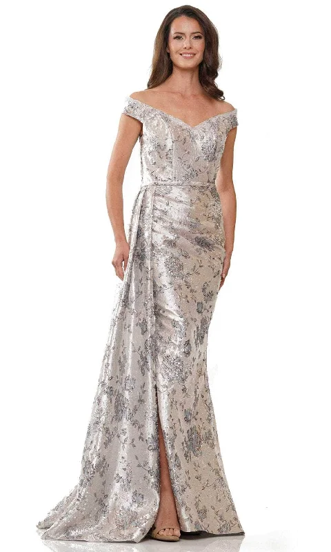 Formal Dress for ConcertsRina di Montella RD2912 - Jacquard Off-Shoulder Long Gown