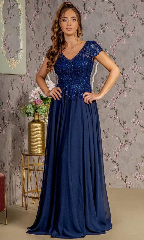 Formal Dress for WeddingsGLS by Gloria GL3450 - V-Neck Sequin Formal Dress