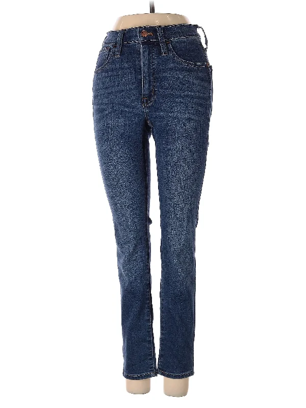 women's denim jeans for winterHigh-Rise Straight-leg Jeans in Dark Wash