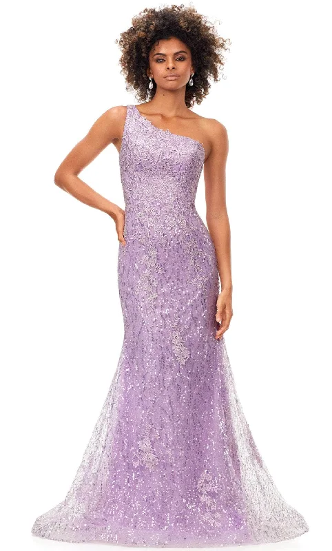 Formal Dress for Talent ShowsAshley Lauren 11334 - Soft-Looking One Shoulder Trumpet Gown