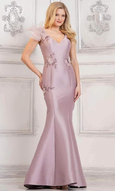 Formal Dress for Modeling AuditionsMarsoni by Colors MV1309 - Floral Appliqued Mermaid Formal Gown