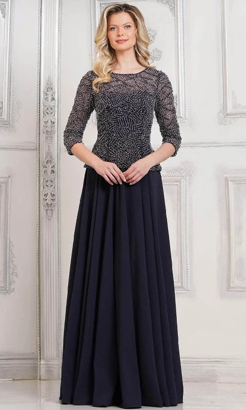 Formal Dress for Literary AwardsMarsoni by Colors MV1319 - Quarter Sleeve Beaded Illusion Formal Gown