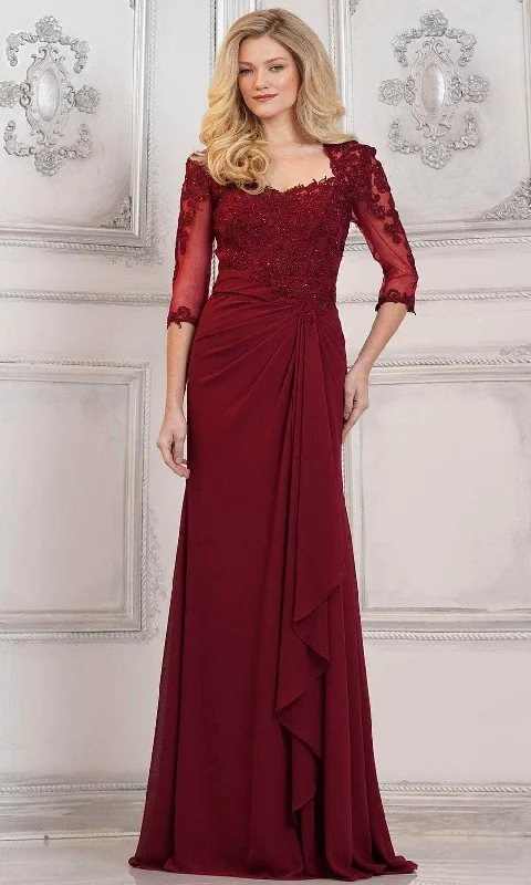 Formal Dress for Humanitarian AwardsRina di Montella RD3132 - Quarter Sleeve Draped Formal Gown