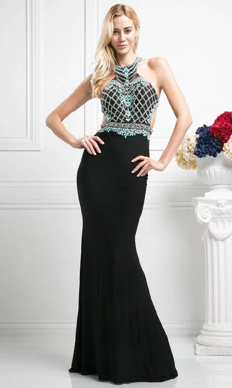 Formal Dress for Rustic ThemesCinderella Divine CR733 - Beaded Open Back Trumpet Gown