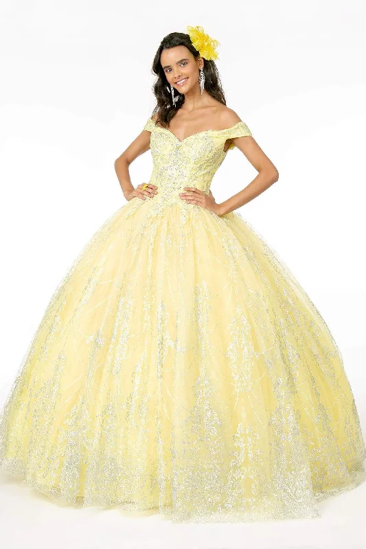 Formal Dress Rental ServicesElizabeth K - GL2910 Glitter Mesh Off-Shoulder Quinceanera Gown