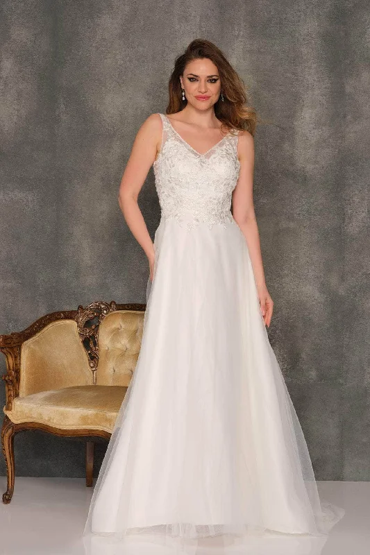 Formal Dress for Winter Formal EventsDave & Johnny 10465 - Tulle A-Line Bridal Gown