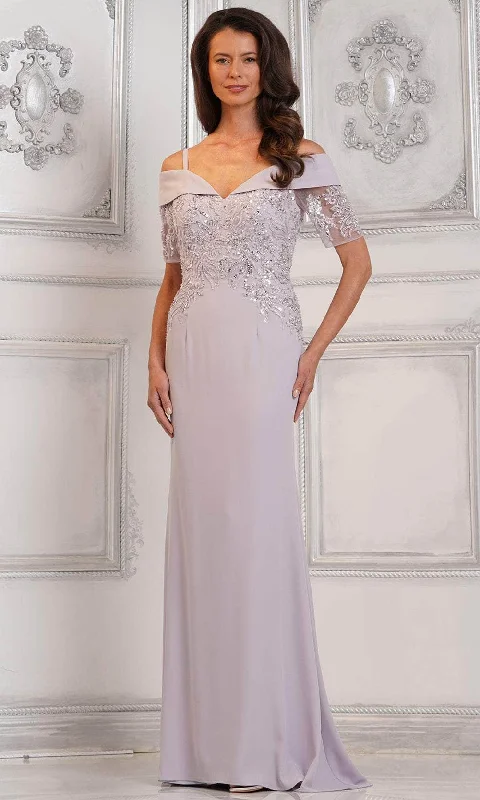 Formal Dress for International EventsMarsoni by Colors MV1295 - Off Shoulder Illusion Sleeve Formal Gown