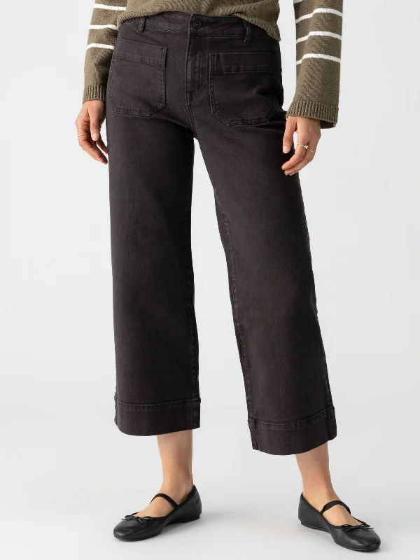 women's denim jeans with functional pocketsThe Marine Standard Rise Denim Pant Obsidian