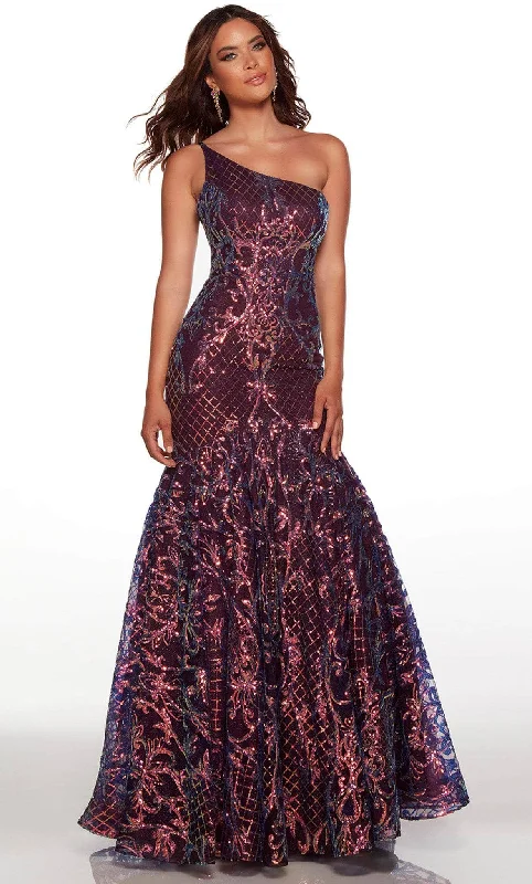 Formal Dress for Resort EventsAlyce Paris 61421 - Asymmetrical Sequined Trumpet Gown