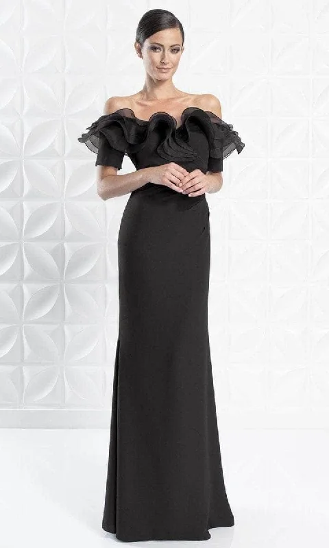 Formal Dress for Religious CeremoniesAlexander by Daymor - 1257 Sheer Ruffled Off-shoulder Long Gown