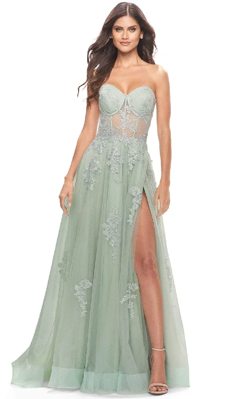 Formal Dress for Outdoor WeddingsLa Femme 31577 - Tulle A-line Strapless Gown