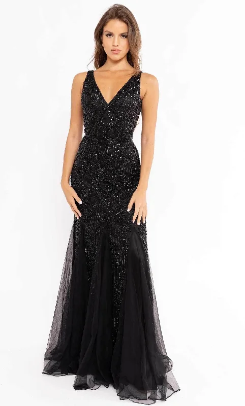 Formal Dress for Urban ThemesPrimavera Couture 13107 - V Neck Sleeveless Sheath Gown