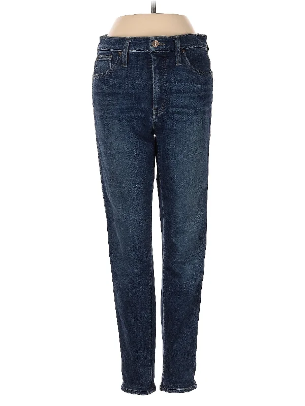 women's denim jeans with leather back pocketsMid-Rise Straight-leg Jeans in Dark Wash