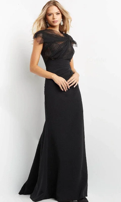 Formal Dress for Creative ThemesJovani - Asymmetric Ruched Tulle Formal Dress 05675SC