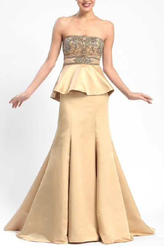 Formal Dress for Charity BallsSue Wong - Ornate Peplum Satin Gown W5206