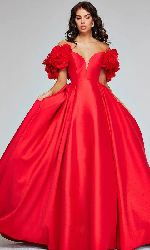 Formal Dress for Runway ShowsJovani 40794 - Rosette Plunging Ballgown