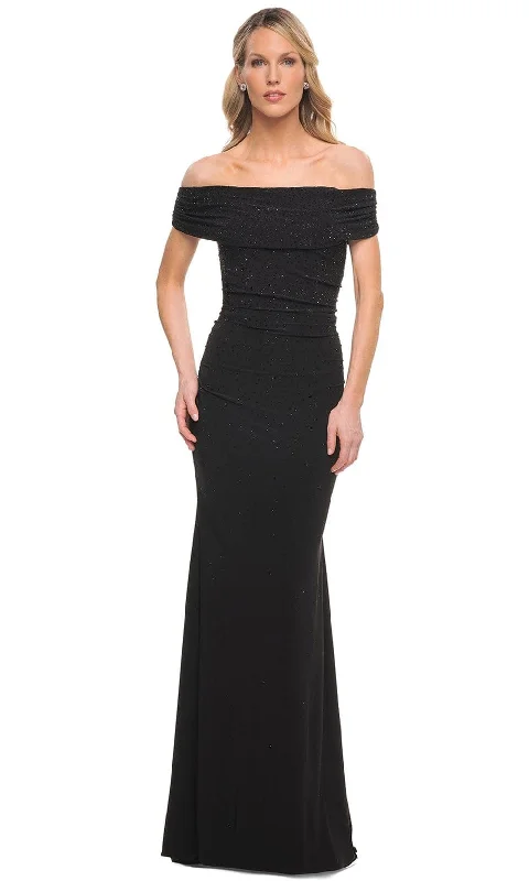 Formal Dress Shops in New YorkLa Femme 30117 - Off Shoulder Beaded Long Mother of the Bride Gown