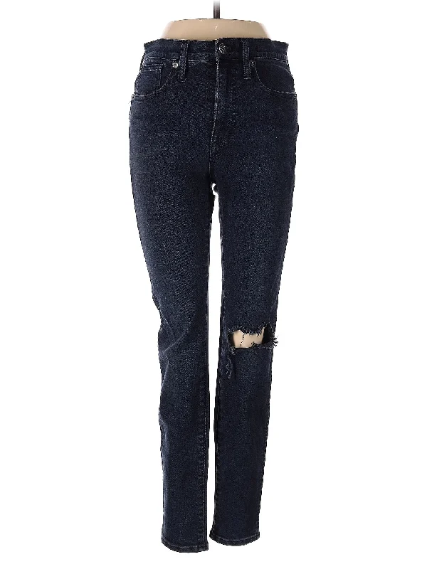 women's denim jeans with embroidery on pocketsHigh-Rise Straight-leg Jeans in Dark Wash