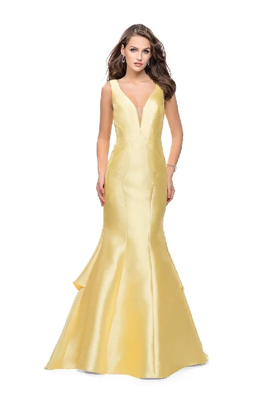 Formal Dress for ConcertsLa Femme Gigi - 26046 Deep V-neck Mikado Mermaid Gown