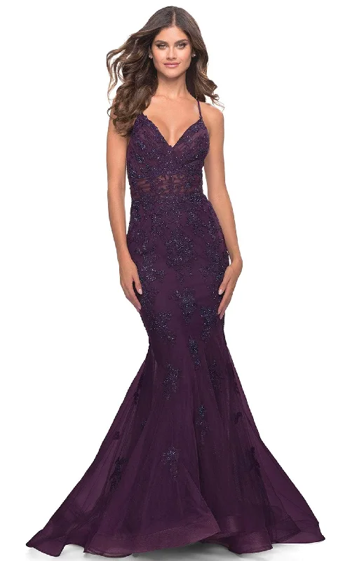 Formal Dress for Day WeddingsLa Femme 31316 - Embroidered Trumpet Sleeveless Gown