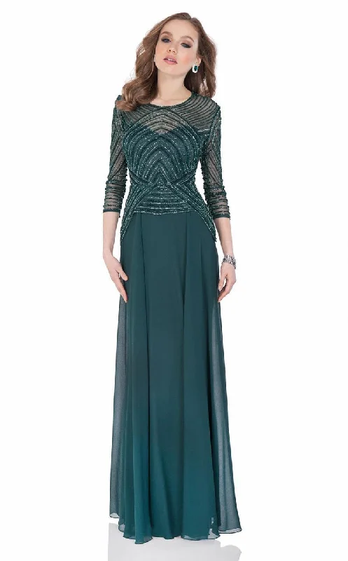 Formal Dress for Beach ThemesTerani Couture - Quarter Sleeve Shimmering Long Gown 1623M1860