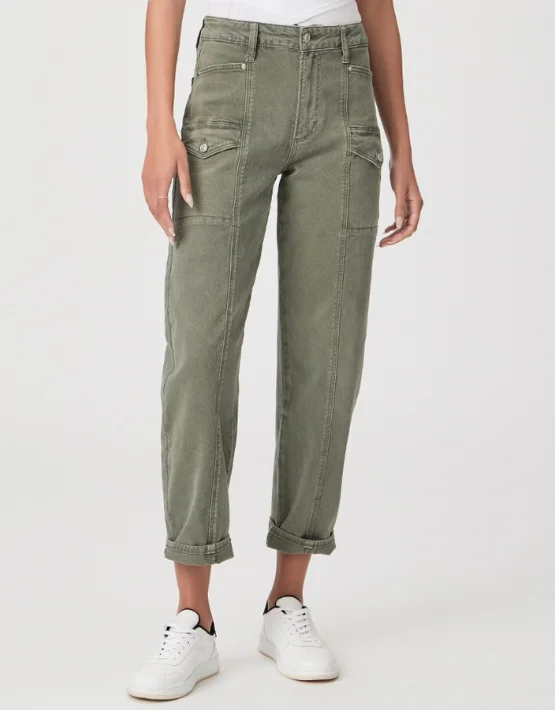 women's stretch denim jeansPAIGE Alexis Cargo in Vintage Ivy Green