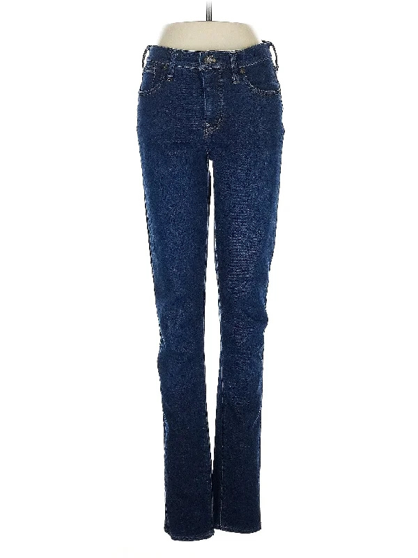 women's stone-washed denim jeansMid-Rise Straight-leg Jeans in Dark Wash