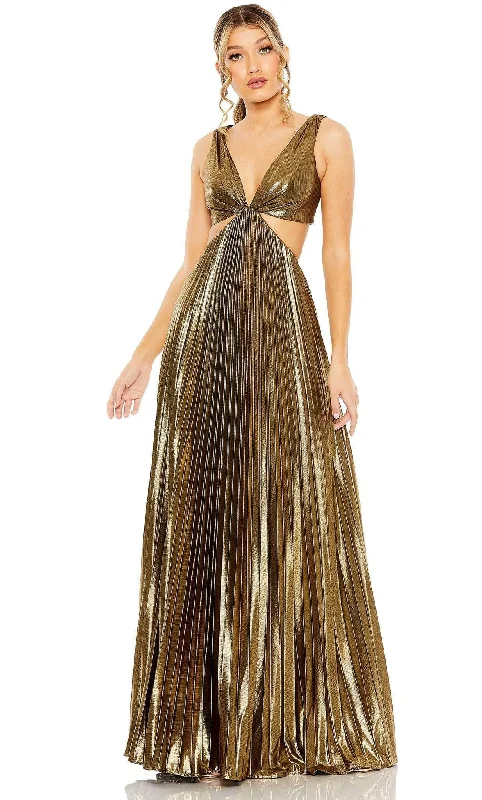 Formal Dress for Grammy AwardsIeena Duggal 27083 - Pleated Metallic A-line Gown