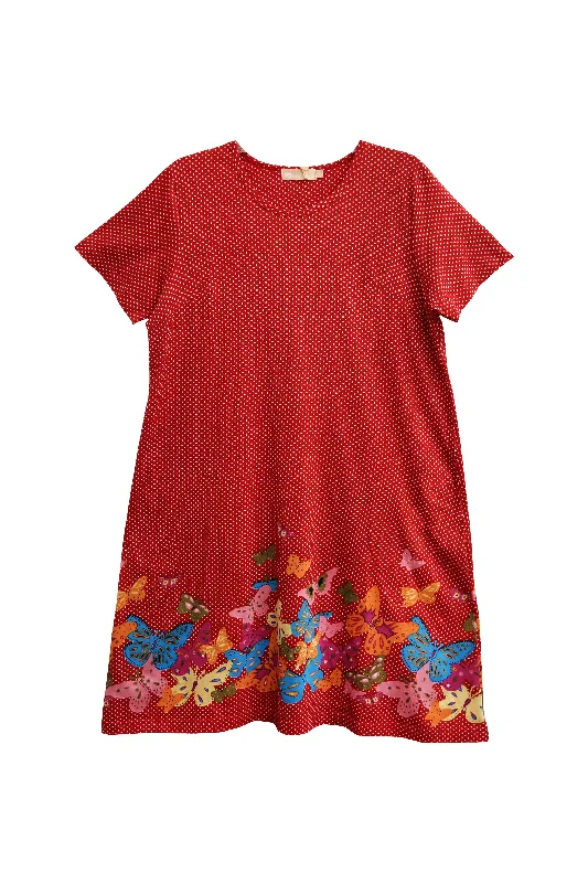 women's high-end dressesLa Cera Novelty Floral Butterfly Print Short Sleeve Plus Size Dress