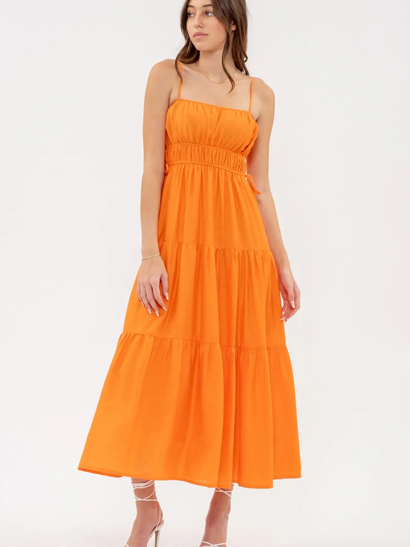 women's off-the-shoulder dressesOrange Tea Time Dress