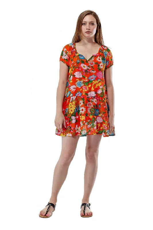 women's business casual dressesVibrant Floral Tiered Georgette Dress