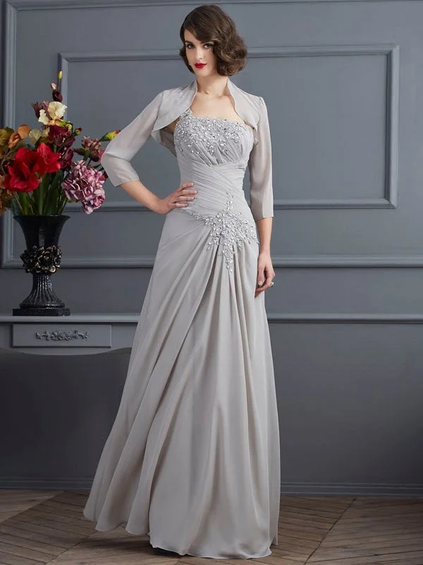 empire waist wedding dressesA-Line/Princess One-Shoulder Sleeveless Beading Long Chiffon Mother of the Bride Dresses