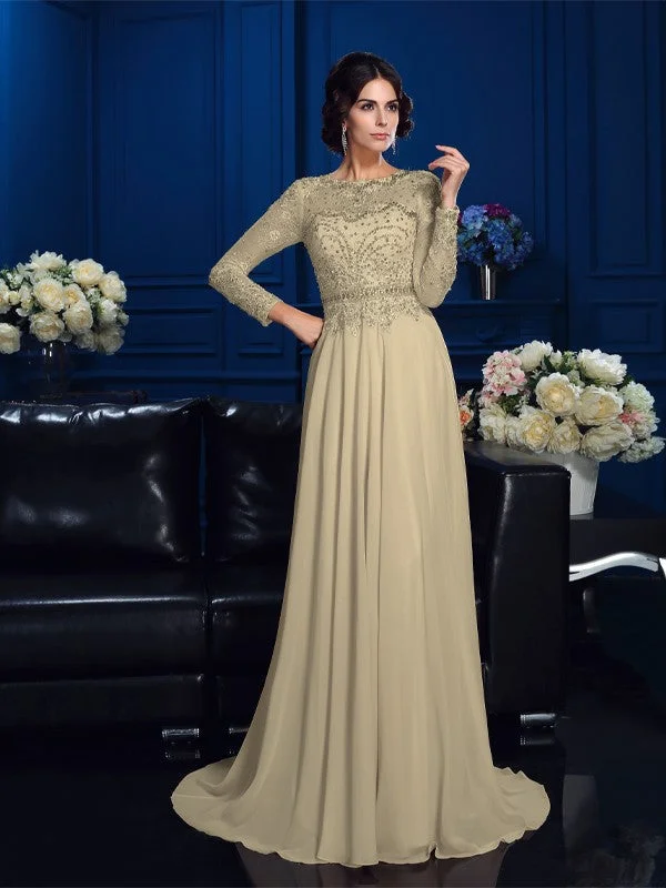 garden wedding dressesA-Line/Princess Scoop Beading Long Sleeves Long Chiffon Mother of the Bride Dresses