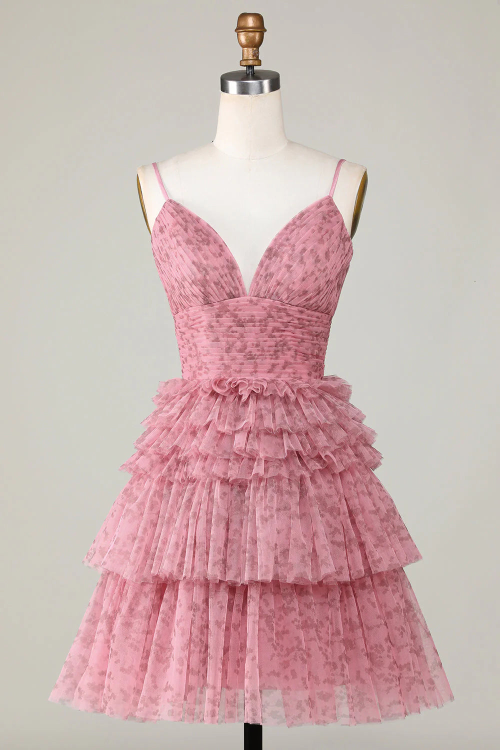 clubwear party dressesAmzcw Blush Cute A Line Spaghetti Straps Short Homecoming Dress with Ruffles