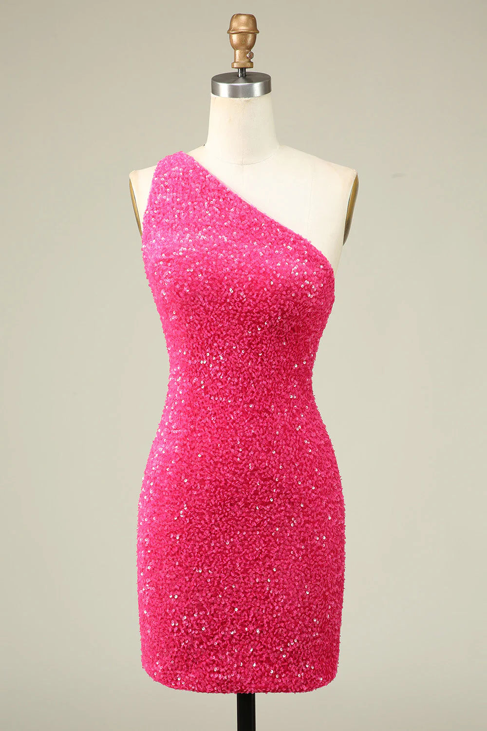 summer party dressesAmzcw Classy Fuchsia One Shoulder Sequins Tight Homecoming Dress