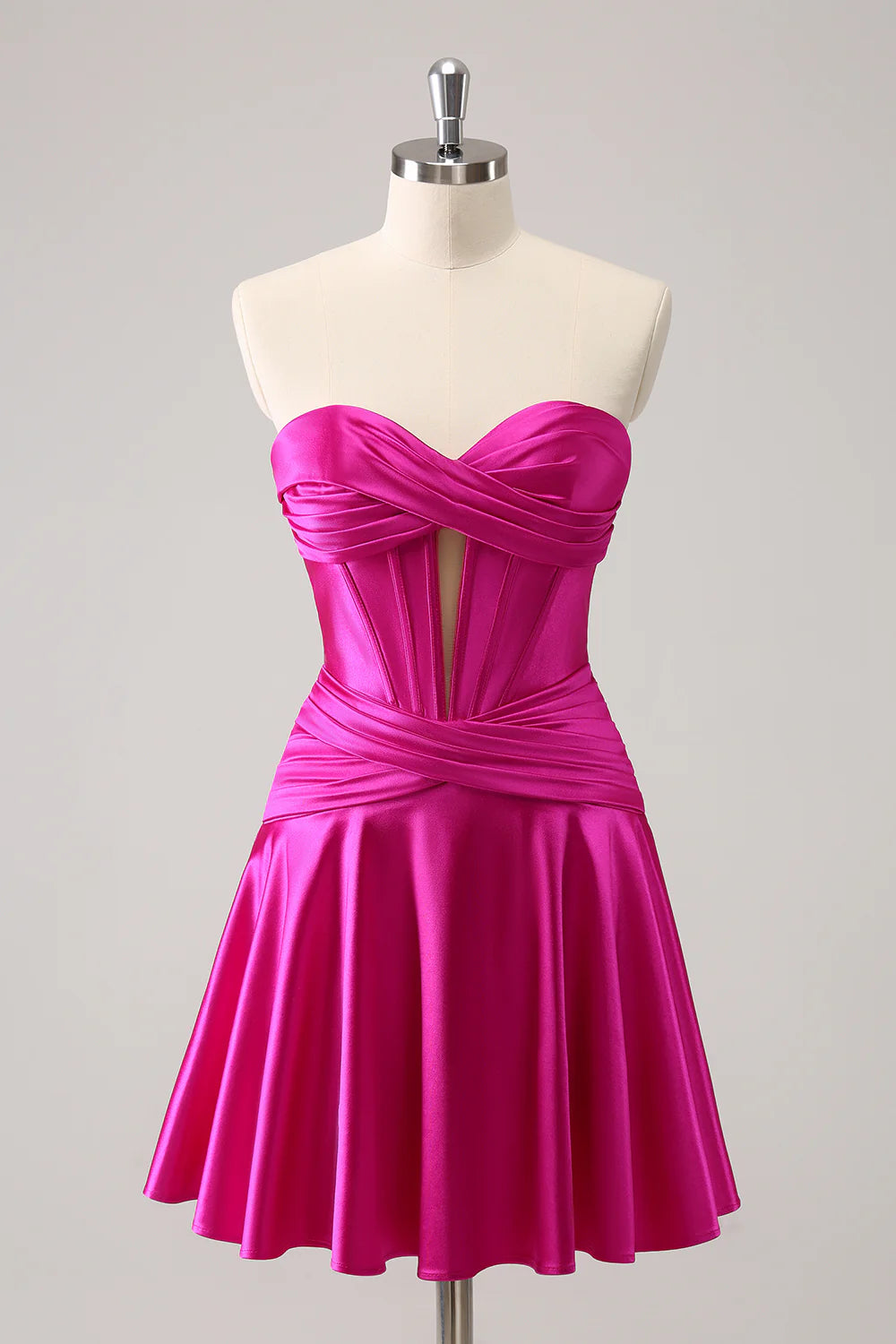 tall party dressesAmzcw Cute Fuchsia A Line Sweetheart Criss Cross Corset Homecoming Dress with Ruffles