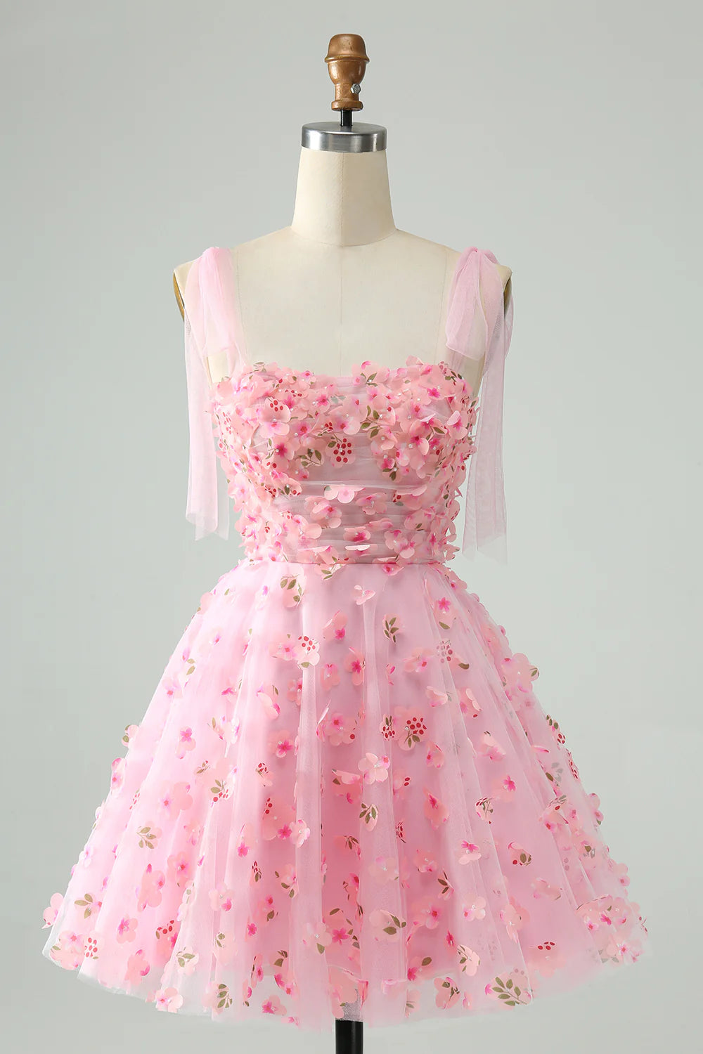 bold color party dressesAmzcw Cute Pink A Line Pearls Corset Short Homecoming Dress with Appliques Flower