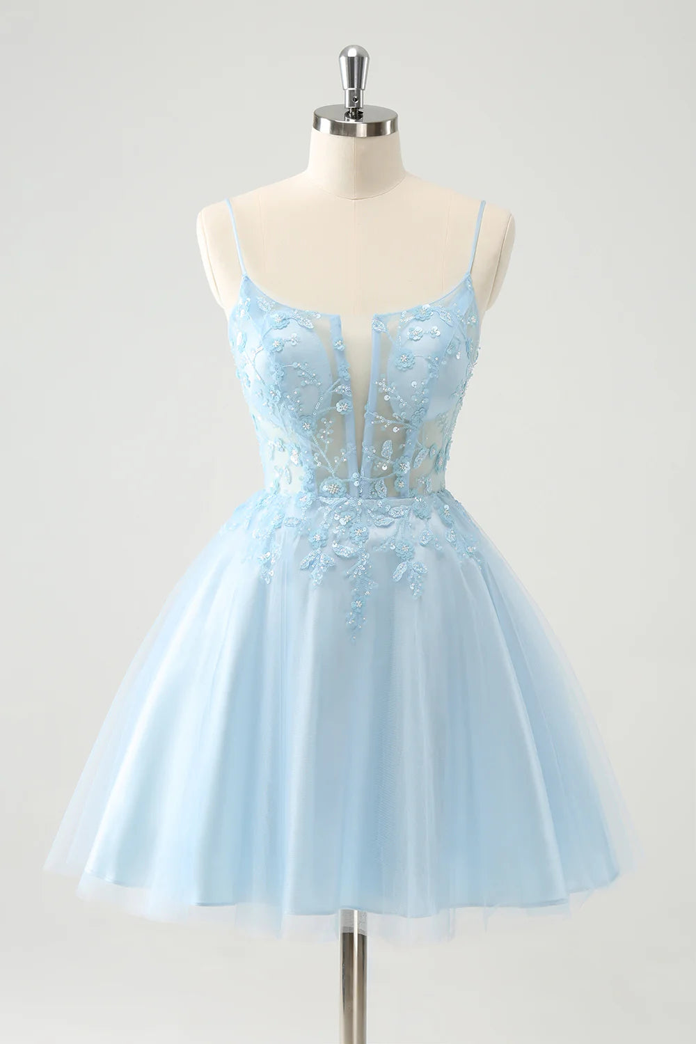 cotton party dressesAmzcw Cute Sparkly Blue A Line Sequins Corset Short Homecoming Dress with Lace Up Back