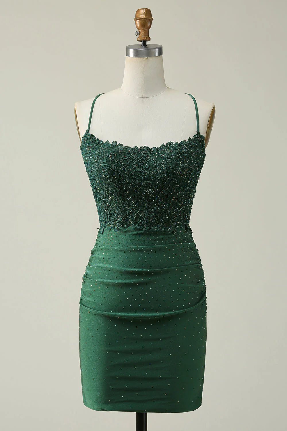 lightweight party dressesAmzcw Dark Green Sheath Spaghetti Straps Homecoming Dress with Appliques