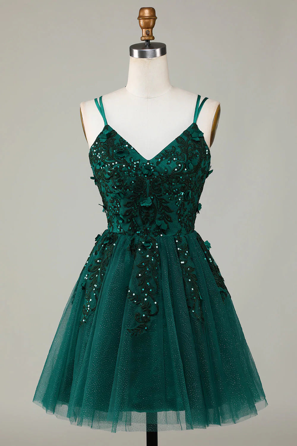 cotton party dressesAmzcw Dark Green Stylish A Line Spaghetti Straps Short Homecoming Dress with Beading