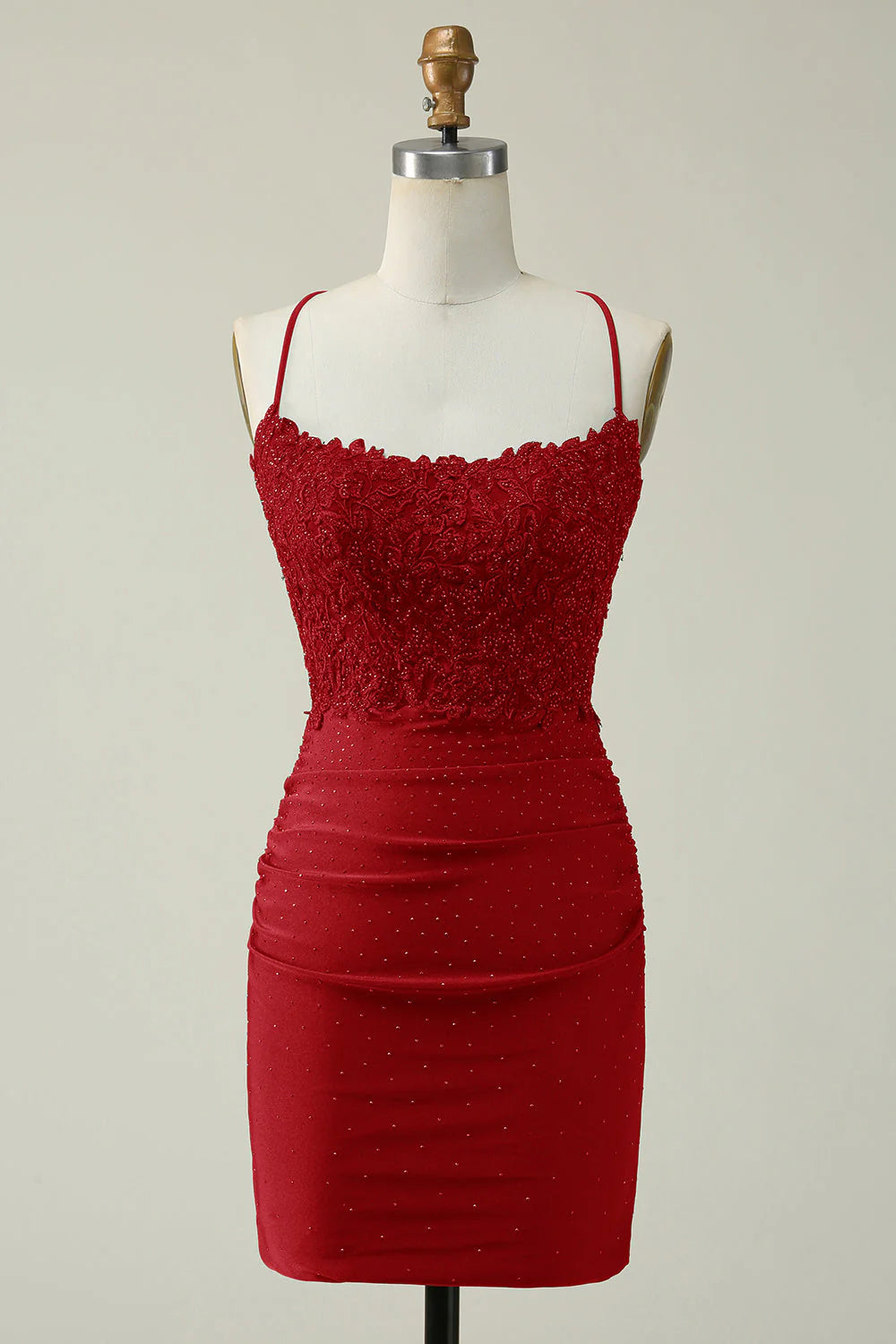 winter party dresses (with tights)Amzcw Dark Red Sheath Spaghetti Straps Short Homecoming Dress with Appliques