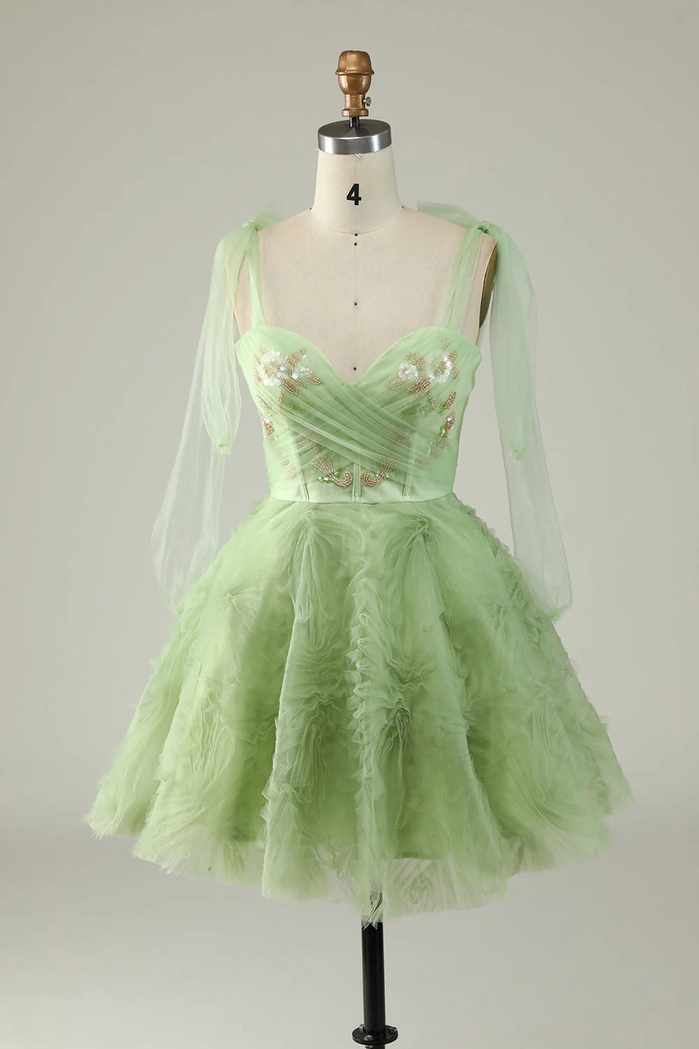 elegant party dressesAmzcw Green A Line Sweetheart Short Homecoming Dress with Appliques Sequins