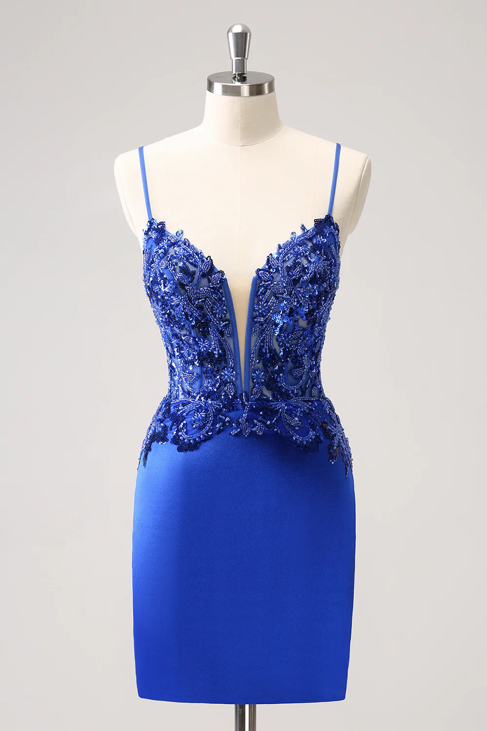 vintage party dressesAmzcw Royal Blue Tight Ruched Lace Up Back Short Homecoming Dress with Beading