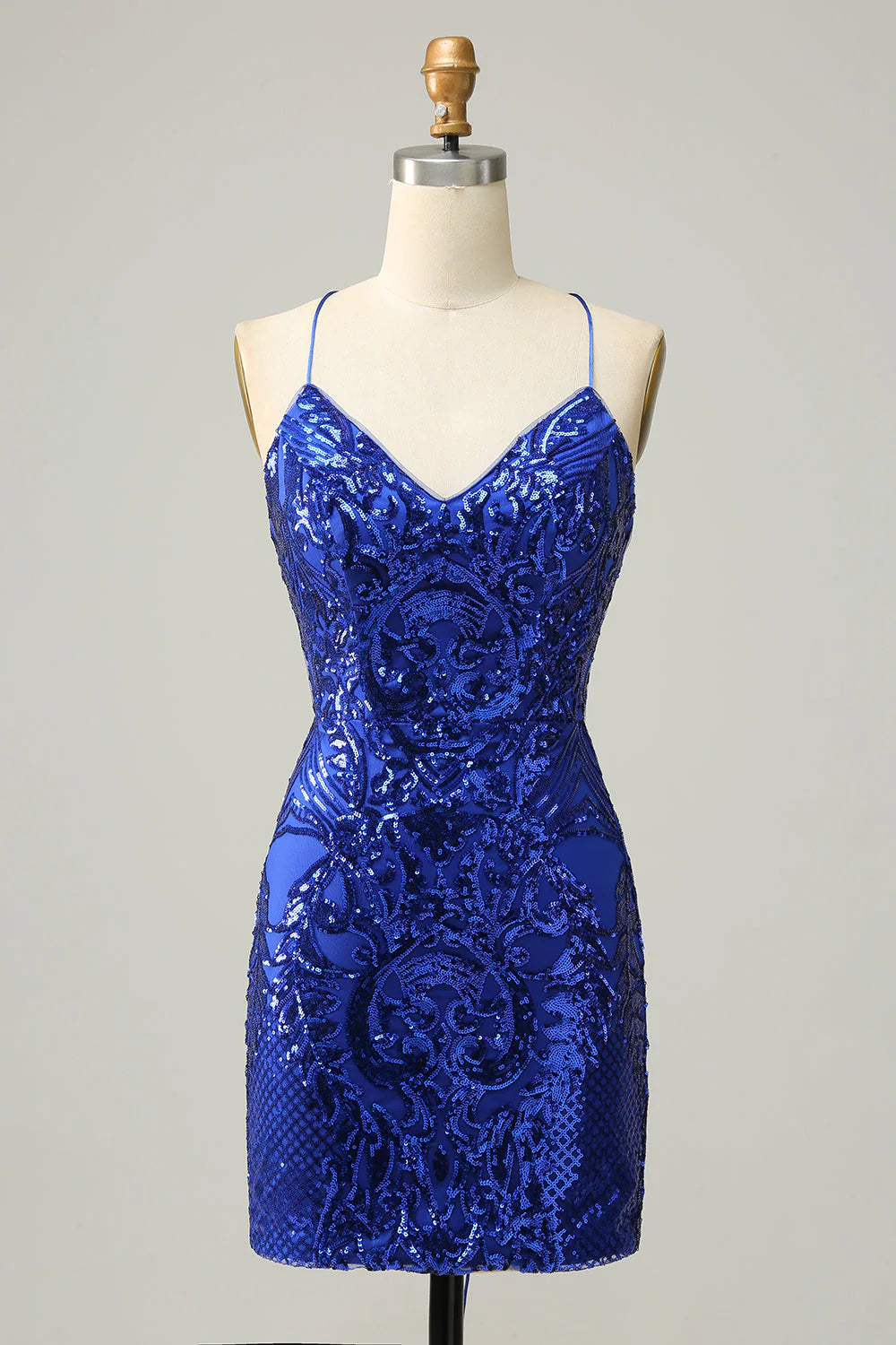 pastel party dressesAmzcw Sheath Spaghetti Straps Royal Blue Sequins Short Homecoming Dress