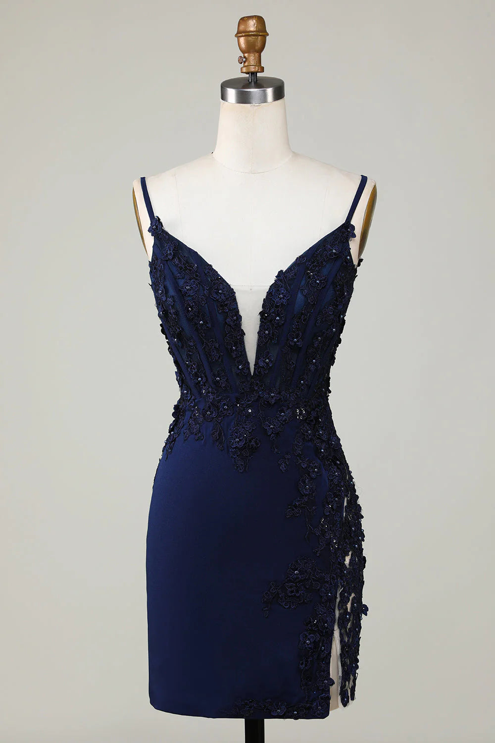 peplum party dressesAmzcw Sparkly Navy Tight Corset Short Homecoming Dress with Lace