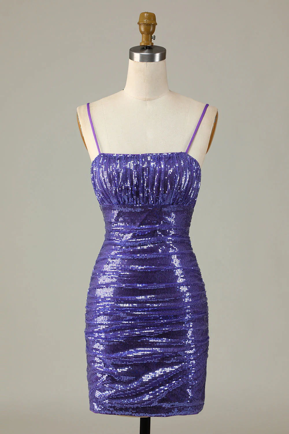 lightweight party dressesAmzcw Sparkly Purple Sequins Spaghetti Straps Tight Short Homecoming Dress