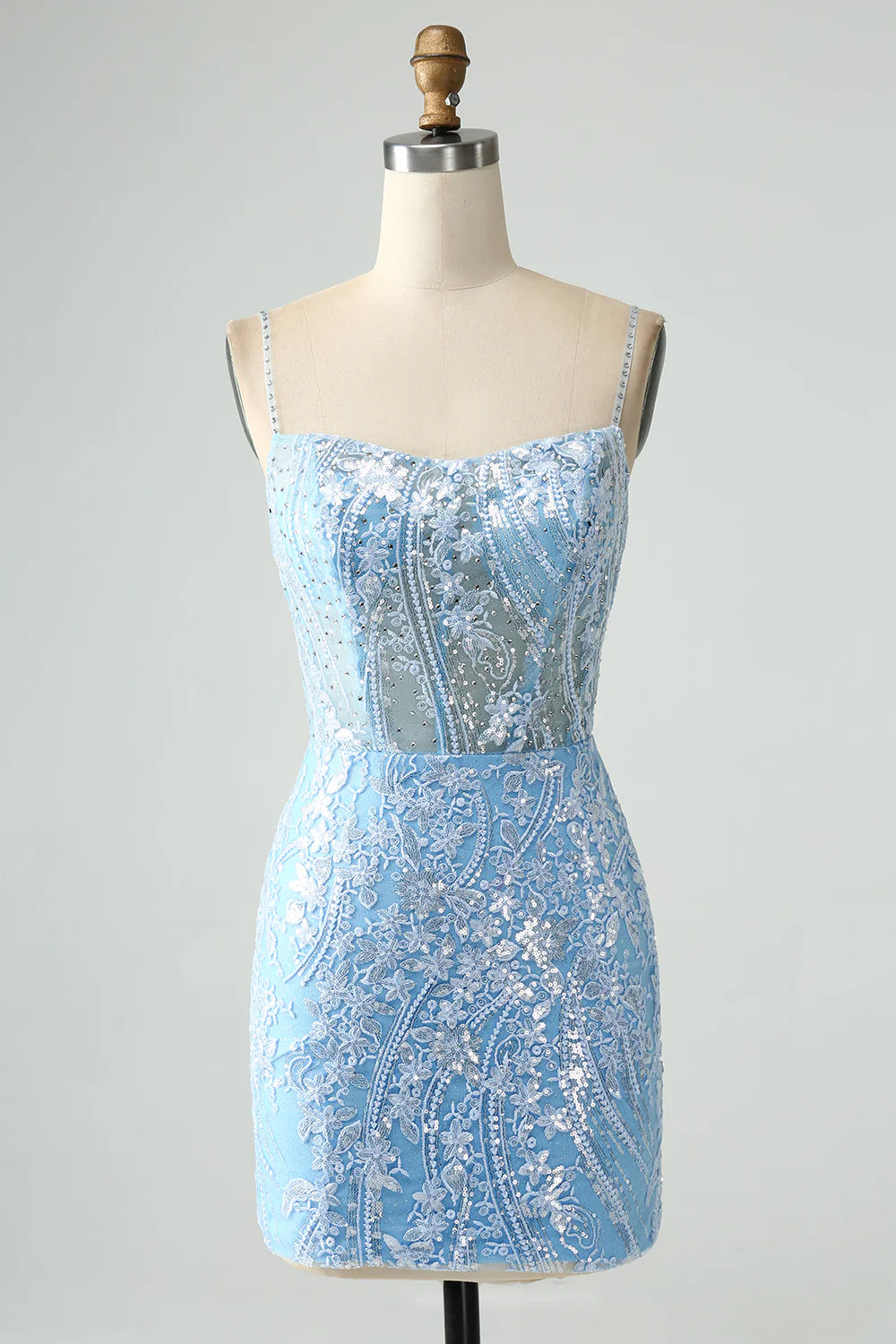 asymmetrical party dressesAmzcw Sparkly Sky Blue Spaghetti Straps Short Homecoming Dress With Beading