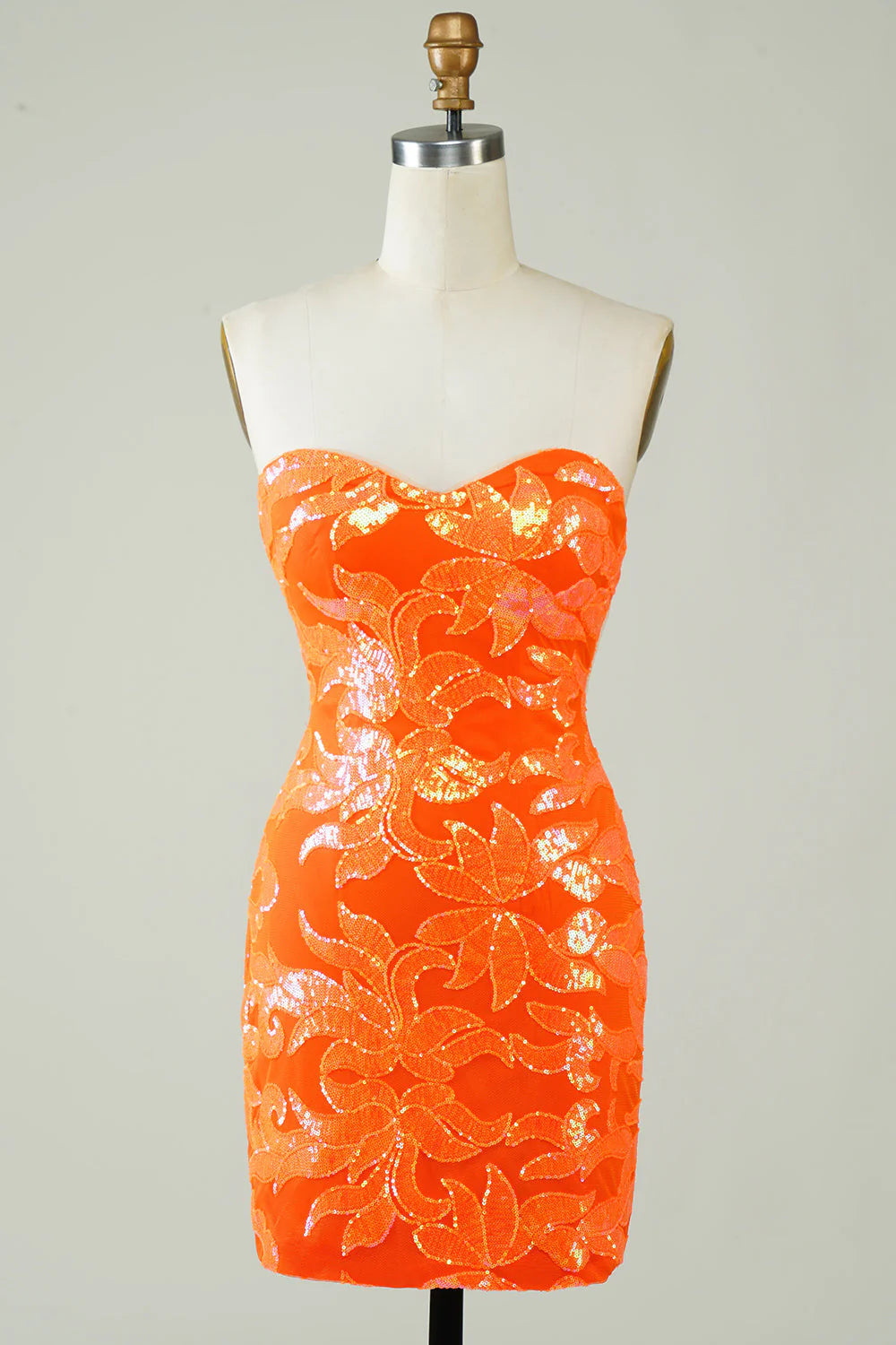 glam party dressesAmzcw Strapless Orange Tight Homecoming Dress