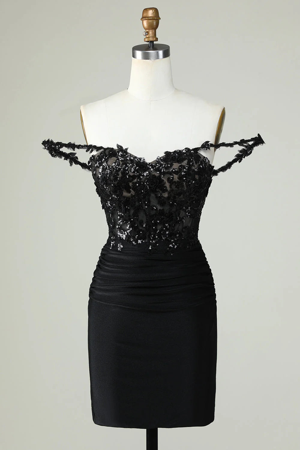 breathable party dressesAmzcw Unique Black Sheath Off the Shoulder Short Homecoming Dress with Appliques